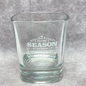 Jack Daniels "Its A Short Season" 8 Oz Low Ball Square Rock Whiskey Glass
